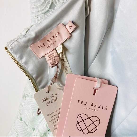 NWT Ted Baker lace peplum dress mint white 2 6 Medium free shipping designer - Picture 14 of 15